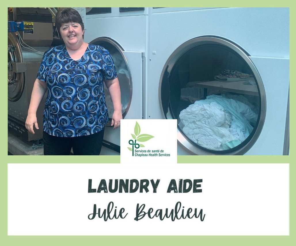 Julie Beaulieu working in the laundry room