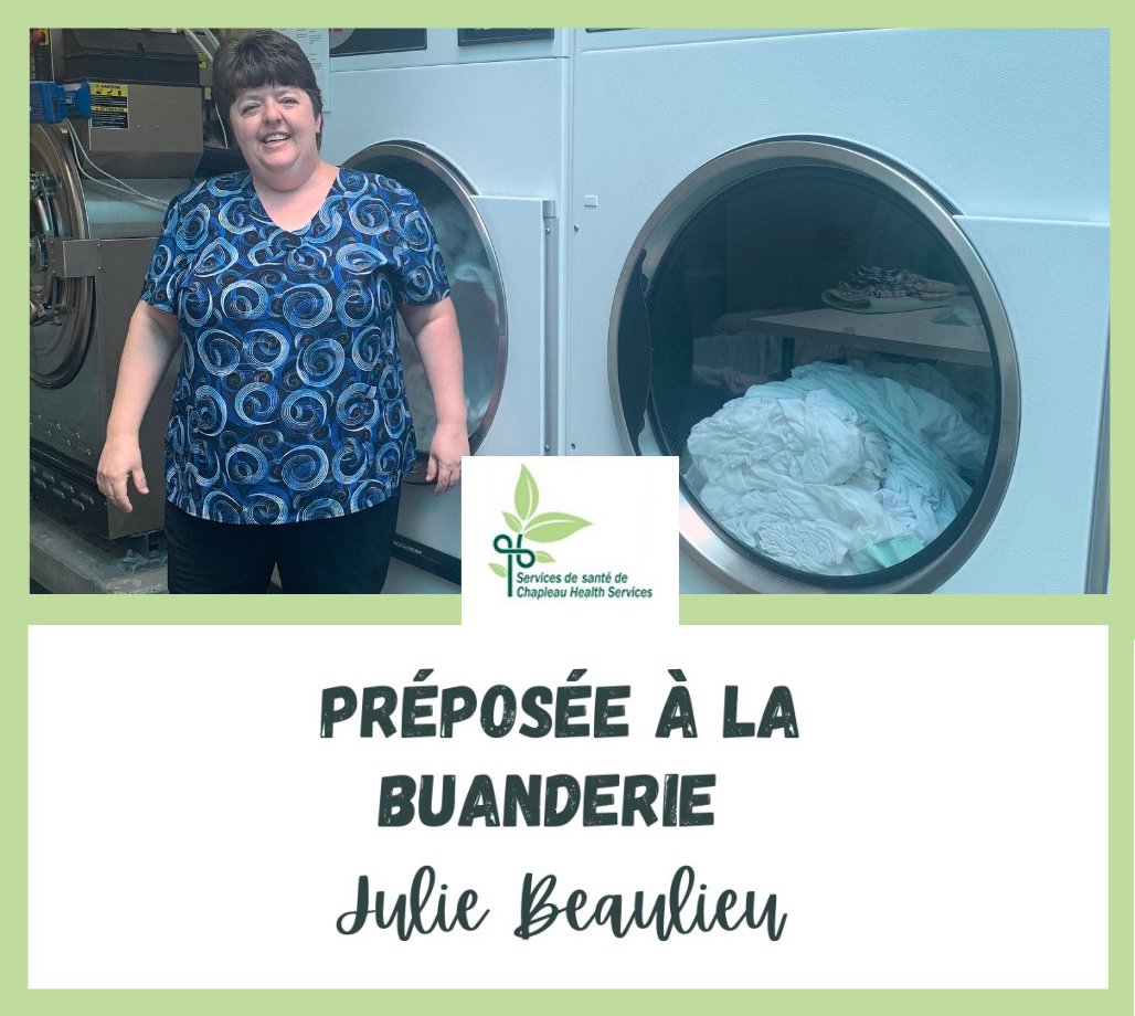 Julie Beaulieu working in the laundry room